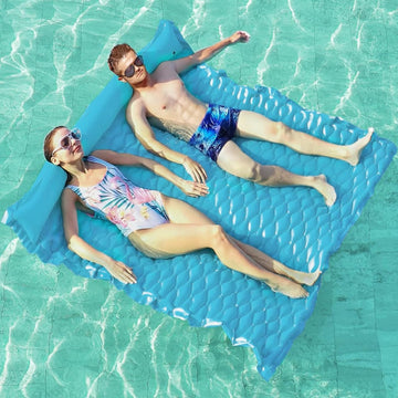 Jasonwell Giant Inflatable Floating Mat - Pool Float Lake Float Raft Lounge Floating Water Mat for Swimming Pool Floatie Lounger Beach Pool Party Toy Adults (Blue-XL) - Jasonwell